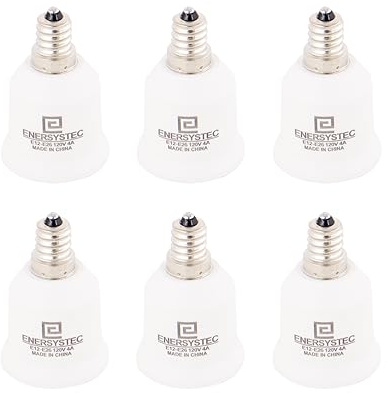 E ENERSYSTEC E12 to E26 Adapter Candelabra to Medium E26 Bulb Base Adapter, Chandelier Light Socket to Standard Converter, E12-E26 Regular A19 LED Light Bulb Base, 6 Pack