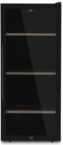 LES PETITS CHAMPS CAVCB122- Vinoteca independiente de 122 botellas, 242L de capacidad, diseño elegante, temperatura ajustable, sistema antivibración, cerradura con llave