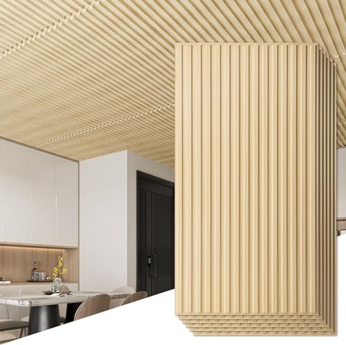 Art3d Lot de 6 panneaux muraux 3D à lattes pour décoration murale intérieure, carreaux de plafond décoratifs en PVC, 61 x 122 cm, Chêne