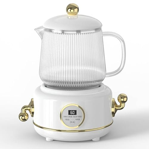 ZORZA 600ML Hervidor Pequeño Portátil,Mini Hervidor, Mini Hervidor de Agua Eléctrico,hervidor de Cristal fácil de Limpiar,Tetera Calentadora,Desmontable,para Té, Leche, Café,Blanco,0.6L