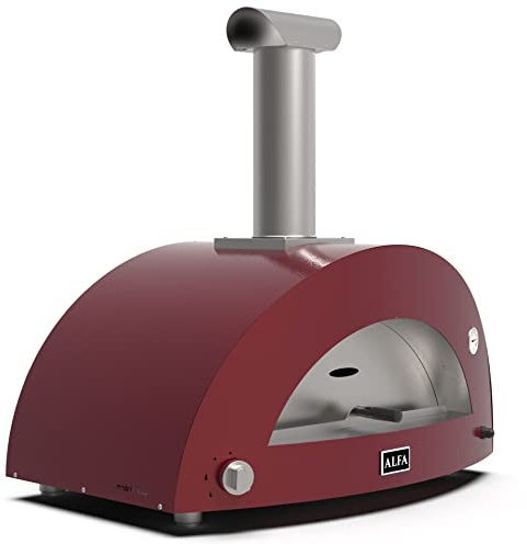 Alfa Forni Barbecue a Gas di Marca Modello Moderno 2 Pizze Forno Pizza ibrido Antique Red