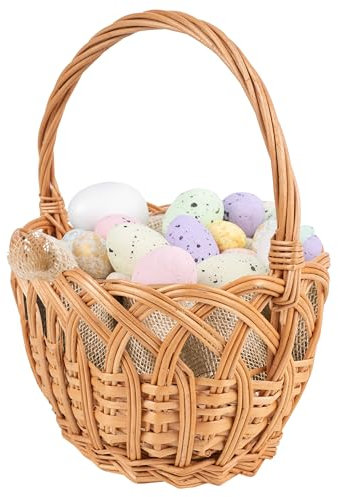 Creative Home Weihnachtskorb Kinder Ovaler Weidenkorb mit Henkel | Klein 19 x 14 x 21 cm (+/- 1 cm) | Osterkörbchen | Handgeflochtener, kleiner Geschenkkorb, Bügelkorb | Naturfarbe