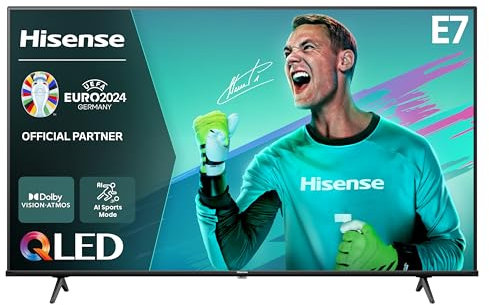 Hisense 55E7NQ - QLED Smart TV, 55 Pulgadas Televisor, Quantum Dot Colour, Dolby Vision, Dolby Atmos, Modo Juego Plus, 60Hz VRR 120 fps, Bluetooth&HDMI,Control por Voz televisor, VIDAA (Nuevo 2024)