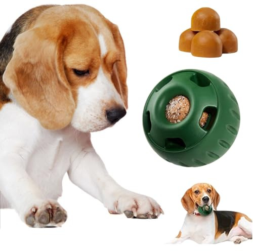 Fiorky Dog Treat Toy Ball, Lick Ball for Dogs, Silicone Chew Toy for Dog Food Dispenser, Interactive Toy for Dogs, Refillable Dog Food Ball Reusable Dog Food Ball for Aggressive Chewers