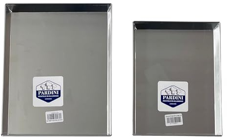PARDINI - Lot de 2 plaques rectangulaires en aluminium de 30 et 35 cm, bord 3 cm, idéales pour pizza ou focaccia
