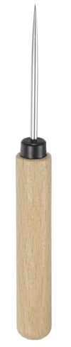sourcing map Handwork Sewing Awl Leather Punch Hole Tool with Wooden Handle Scratch for Broken Wire Drilling Stitching Repair and DIY Handmade, Log Color