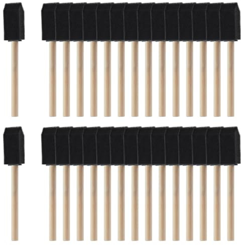 GOLD DEER 1 Inch 30 Pcs Foam Paint Brushes Sponge Paint Brush Foam Brushes For Painting Wood Stain Brush Foam Brushes For Mod Podge Craft Brushes Paint Brush Wood Crafts Detail Paint Brushes