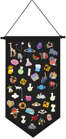 Kunyeah Broschen-Organizer, Aufbewahrungsbox, bunte Leinwand, Pinnwand, Ständer, Emaille, Anstecknadel, Abzeichen, Hänge-Halter, Display, Banner, Ohrringe, Sammlungshalter