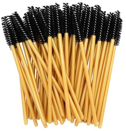 50 Pcs Eyebrow Spoolie Brush,Black Eyelash Spoolies,Portable Small Spoolies Eyebrow Brush,Disposable Mascara Wands,Multipurpose Eyelash Brushes,Lash Spoolies for Holidays,Wedding,Daily Use