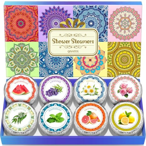 Qivatex Geschenke für Frauen Duschdampfer Aromatherapie 8 Stück, Geschenke für Sie, Mama, Frau, Teenager, Badebomben SPA Geburtstag Adventskalender Füllung 2025
