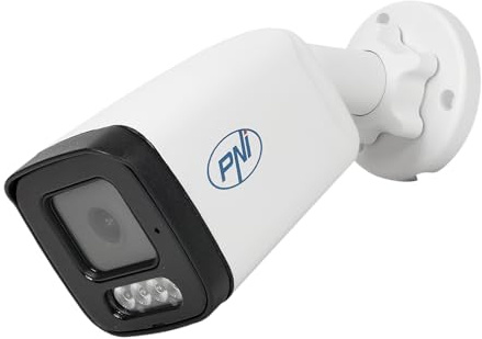 PNI IP515J Telecamera di sorveglianza POE, Bullet 5MP, 2,8 mm, per esterni, audio bidirezionale, bianca