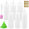 6 bottiglie da spremere, bottiglia da 500 ml con tappi, bottiglia da salsa da 16 oz, senza perdite, con pennello per olio, per cuocere ketchup, salsa piccante, olio d'oliva, senape con imbuto,