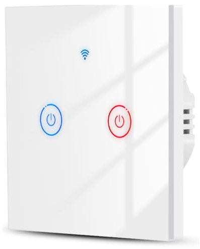 Acmerota Interrupteur tactile intelligent WiFi Interrupteur d'éclairage 2 groupes blanc, sans neutre+avec neutre Méthode de câblage double Fonctionne pour Alexa/Google Home Télécommande