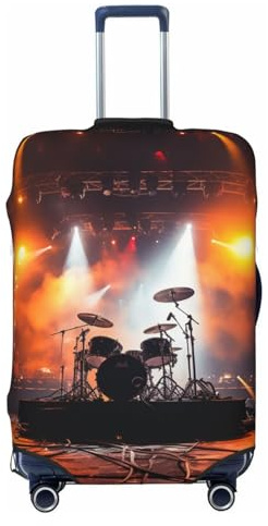 QMNEHJ Reisegepäck-Abdeckung, Rock-Konzert, Bühne, Kofferschutz, elastischer Gepäckschutz, kratzfest, wasserdichte Kofferhülle, passend für 45,7 - 81,3 cm große Koffer, Schwarz , L