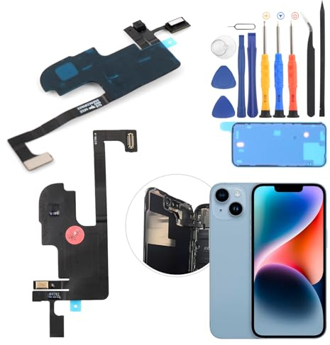 RongZy per iPhone 14 Cicalino della Suoneria di Ricambio per iPhone 14 Altoparlante Anteriore Sensore Cavo Flessibile con Strumenti