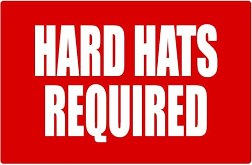 Hard Hats Required Full Color Business Retail Counter Informational Sign |Plastic |Single-sided |12w x 8h