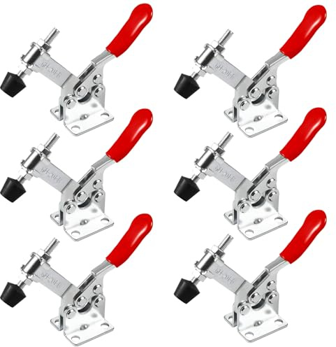 TTYSHIP® 6 Stück Kniehebelspanner, GH-201-B Kniehebelspanner, 90Kg Waagrechtspanner Schnellspanner für Maschinen, Holzbearbeitung, Schweißen
