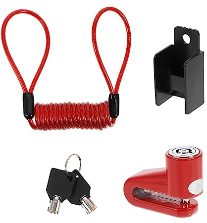 CVUTOVO Candado Antirrobo para Bicicleta y Motocicleta con Bloqueo de Freno de Disco, Cable Recordatorio Resistente de PVC y Acero, Protección Confiable para Estacionamiento Exterior