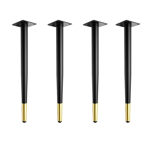 Gambe da tavolo, confezione da 4, regolabili, 4572 cm, gambe per mobili in metallo, per tavolo da pranzo, vanità e sedie. Design affusolato moderno nero e oro, piedini per mobili resistenti ed