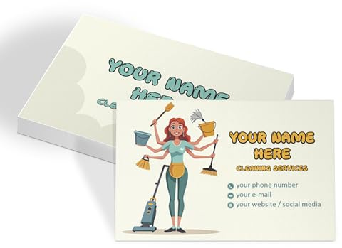 lepni.me Cartes de visite personnalisées pour services de nettoyage avec nom, téléphone, e-mail Cartes de visite recto/verso brillantes et mates avec motif femme en beige pour hygiéniste