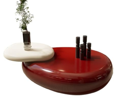 IUYIXWFP Table Basse pivotante à roulettes, Table de canapé Moderne en Forme de Galet pour Petit Salon, Luxe léger 51x31,A