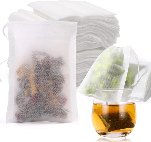 Lot de 300 Sachets à Thé Jetables avec Cordon de Serrage, Sachets de Thé pour Thé en vrac 7×9 cm, Sachet de Thé Réutilisable, pour Thé En Vrac, Café, Thé de Fleurs, Herbes, Epices, Lavande