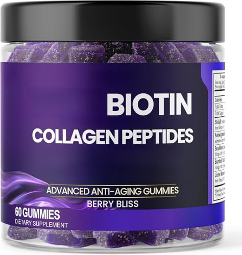 Gommose antietà alla biotina - Integratore per unghie e articolazioni - Peptidi di collagene, caramelle gommose alle vitamine -