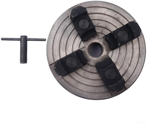 Portabrocas de torno de madera autocentrante de 6 pulgadas para husillos de 1 a 8TPI, portabrocas de torno de acero de 4 mandíbulas con rango de sujeción de 12-55 mm, incluye llave
