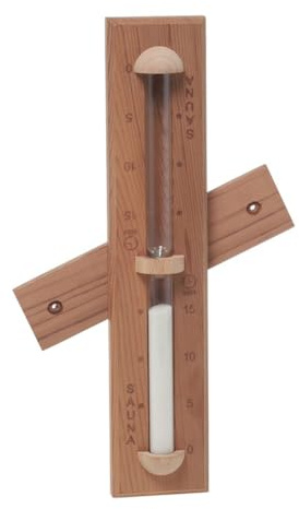 EasyByMall Sablier mural en cèdre rouge pour sauna - Minuteur de précision de 15 minutes avec marqueurs 5/10 minutes, arôme naturel, sable blanc perle