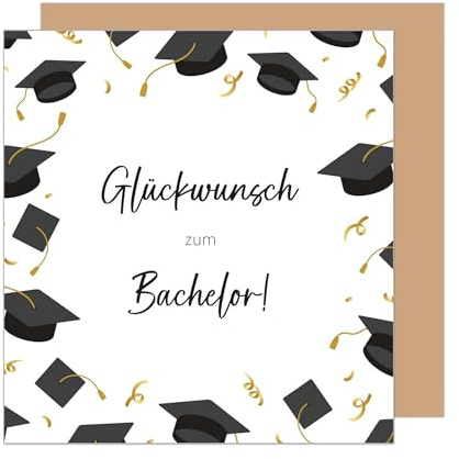 Edition Seidel Premium quadratische Glückwunschkarte zum Bachelor. Bachelorkarte Karte Grußkarte Spruch Sprüche Bachelor Studium Prüfung Universität Erfolg Abschluss Feier Mann Frau (PRQ125 SW026)