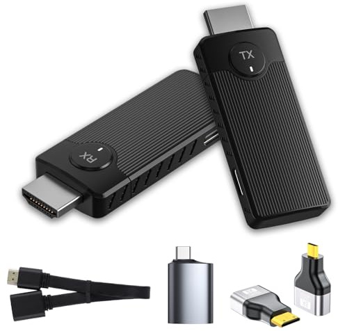 Trasmettitore e ricevitore HDMI wireless, portata 50 m, 2,4 GHz/5 GHz, Plug & Play, per laptop, PC a TV HD, proiettore, schermo per conferenze
