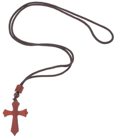 Tofficu Rustikaler Holzkreuzanhänger Halskette für Herren und Damen aus Holz mit Vielseitiger Nutzung für Christliche Weihnachten und Besondere Anlässe