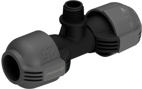 Gardena Raccordo a T per sistema pop-up per filetto esterno: Raccordo per il collegamento dell'irrigatore pop-up, 25 mm 1/2 pollice, Quick&Easy (2786-20)