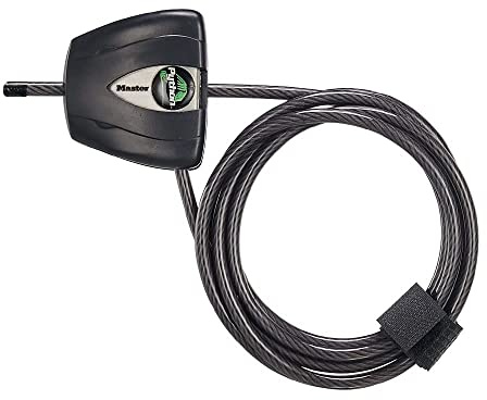 Master Lock Schwarzes Python-Fahrradschloss mit Schlüssel, verstellbares Metall-Kabelschloss mit wetterfester Vinyl-Beschichtung für Outdoor-Ausrüstung, Fahrräder, 1,8 m lang, 8417D