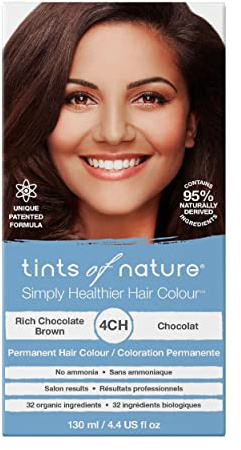 Tints of Nature 4CH Rich Chocolate Brown Permanent Hair Dye, Nourishes Hair and Covers Greys, Ammonia-Free, 130ml