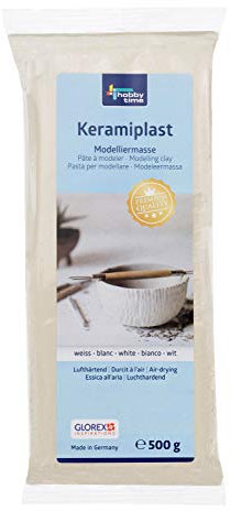 Glorex 6 8070 101 - Keramiplast, lufthärtende Modelliermasse, weiß , ca. 500 g, gebrauchsfertig und geschmeidig, hergestellt auf natürlicher Basis