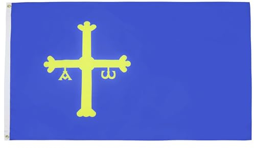 AZ FLAG Bandiera Asturie 150x90 cm Poliestere 100D 2 Occhielli | Uso interno ed esterno bandiera decorativa delle Asturie Principado de Asturias doppie cuciture e bordi rinforzati