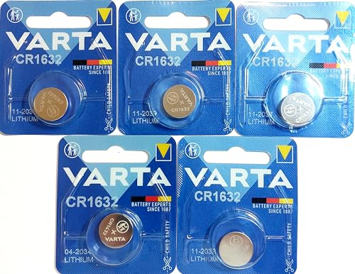 VARTA Lot de 5 Blisters 1 Pile bouton Lithium Electronics CR1632 3 Volt