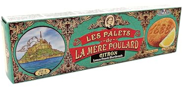 La Mère Poulard Galletas tipo Palets de Mantequilla y Limón, Gruesas y Crujientes - Caja de 125g
