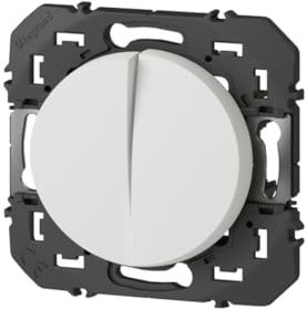Double interrupteur ou va-et-vient DOOXIE 10AX 250V~ finition blanc