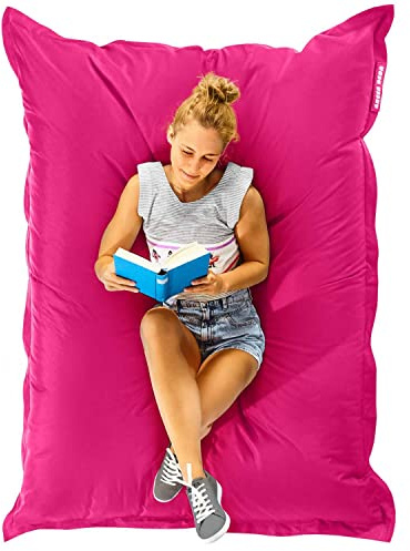 Green Bean Sitzsack XXL 140x180 cm Indoor & Outdoor - Riesensitzsack wetterfest für Erwachsene & Kinder, 380 L EPS-Perlen Füllung, waschbarer Bezug, Bean Bag Sitzkissen für den Garten, Pink