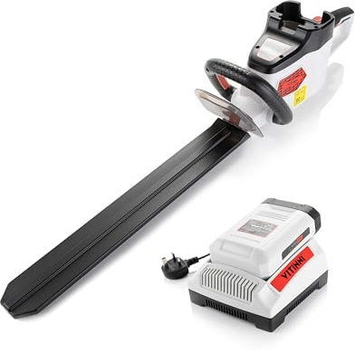 Vitinni 40V Cordless Hedge Trimmer - 40V 2Ah Battery and Rapid Charger Included, 60 Minute Run time, Precise Trimming Grass Cutter, Lightweight Cordless Design