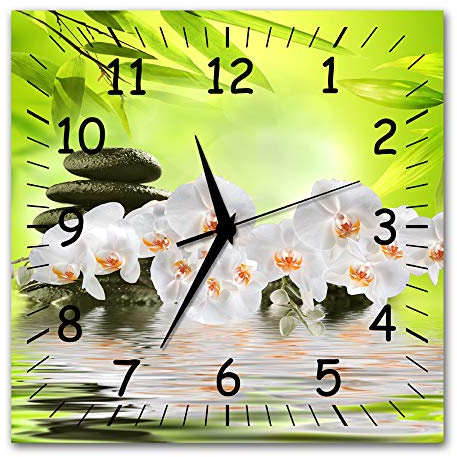 BM Funk Quarz Wanduhr Funkwanduhr Funkwanduhren Funkuhr Funkuhren kein Ticken lautlos geräuschlos leise modern ohne Tickgeräusche groÃŸ XXL Wohnzimmer Küche Orchideen Asien 9481-1a SZ