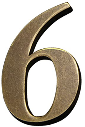 Zayookey Antika husnummer koppar dörrnummer 4 tum (10 cm) adressnummer metall 3D-nummer självhäftande modernt legeringshus nummer (dörrnummer 6)
