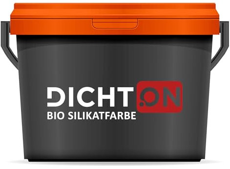 DICHTON Bio Silikatfarbe innen 1l Weiß Innensilikatfarbe - Wandfarbe, Mineralfarbe für Beton, Gips, Putz, Raufaser in Bad, Küche, Garage - allergieneutral, waschbeständig, hochdeckend D.45W