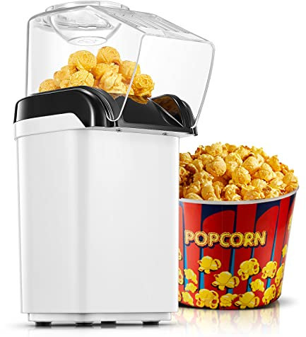 HOUSNAT Palomitero, 1200W Máquina Eléctrica de Palomitas con Aire Caliente, Palomitas de Maíz listas en 2 Minutos, para Fiesta, Noche de Película, Partido de Fútbol, Blanco