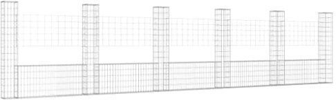 vidaXL Cesto Gabbione a U con 6 Pali in Ferro 620x20x150 cm