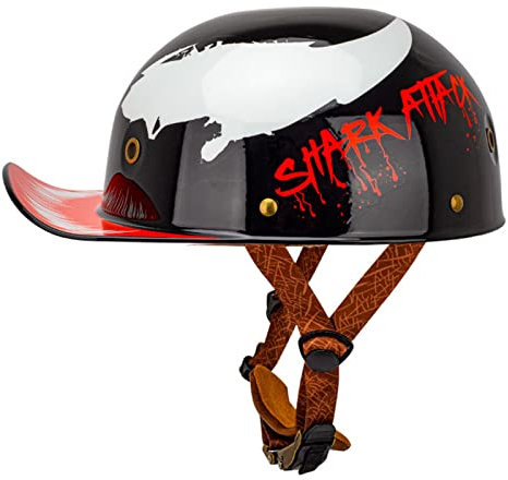 DXDRT Neuartige Helme Für Motorräder, Straßen-Retro-Baseballmütze, Halber Mopedhelm Für Männer Und Frauen, Erwachsene DOT/ECE-Motorradhelme Mit Offenem Gesicht Für Roller, ATV, UTV,Glossy Venom,L