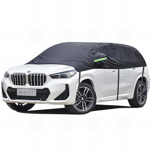 BEXITA Telo Copriauto Mezza Invernale Impermeabile Telo per Auto da Esterno Anteriore e Posteriore Copertura Parabrezza, Nero