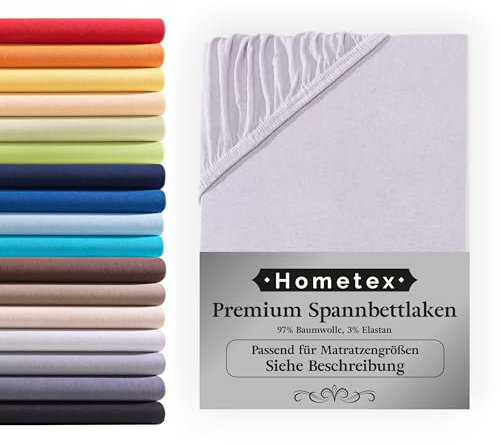 Hometex Premium Textiles Spannbettlaken Spannbetttuch in Premiumqualität 180x200-200x200 cm, Bettlaken für Matratzen bis 25 cm, Oeko-TEX Made IN Green, Grau